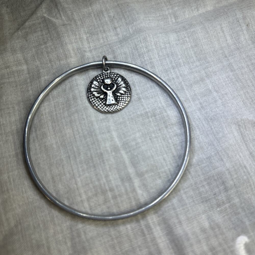 Silver Tone Angel Wings Bangle Bracelet - Picture 2 of 3